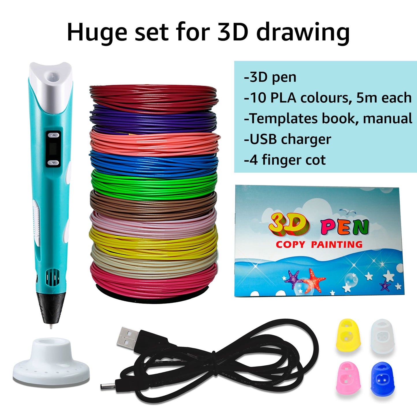 3D Pen for Kids, Printing Pen, Drawing DIY Kit, 50m PLA Filament