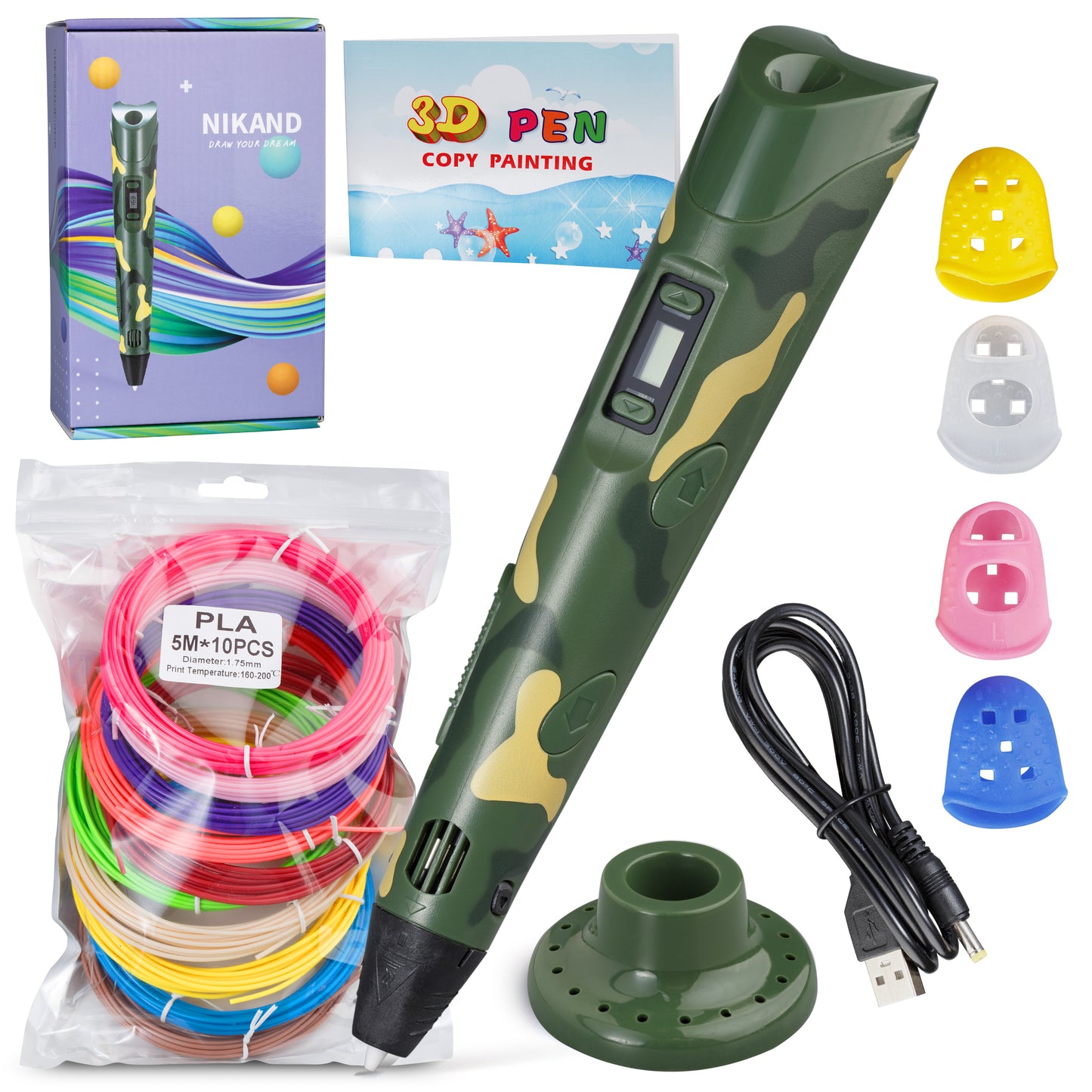 3D Pen for Kids, Printing Pen, Drawing DIY Kit, 50m PLA Filament