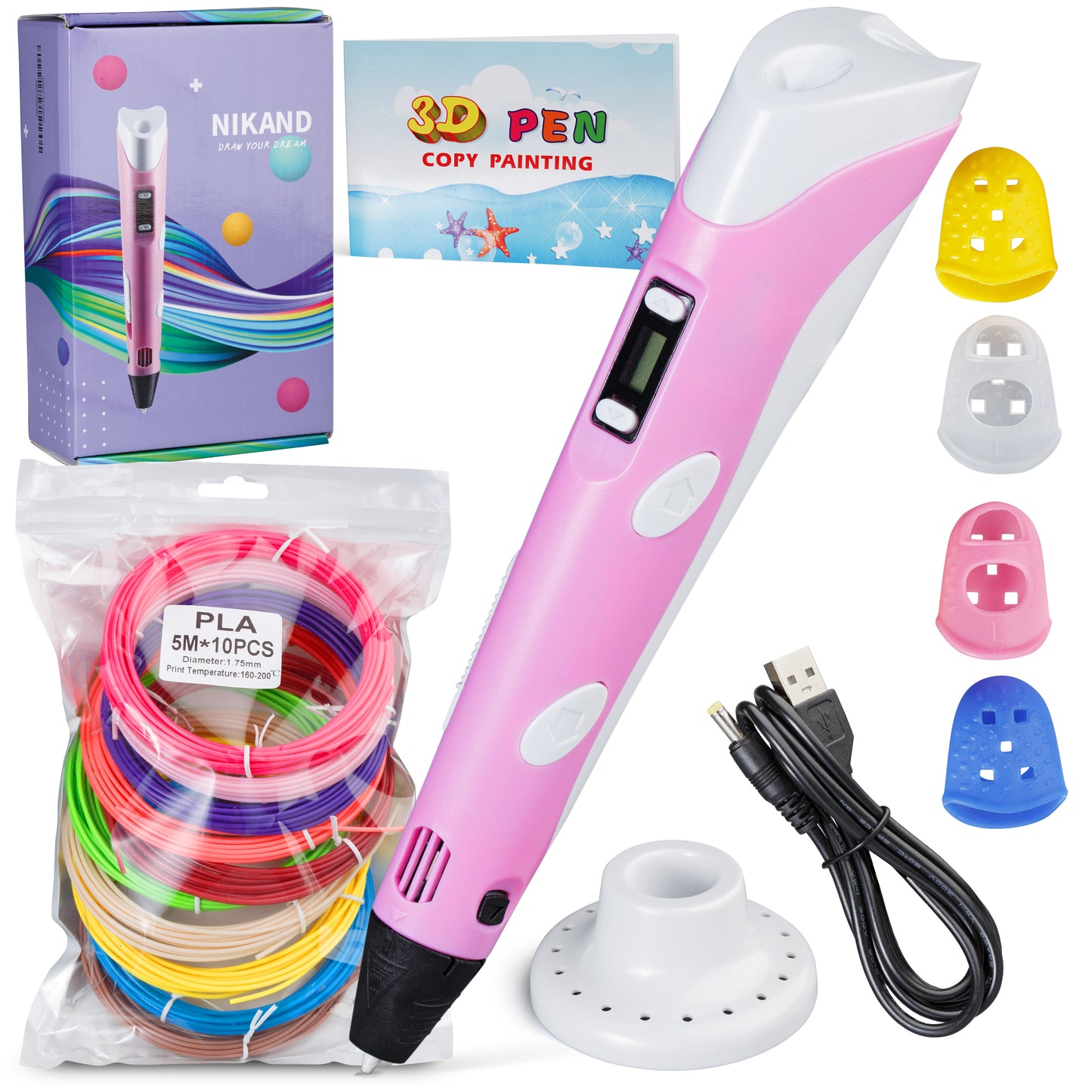 3D Pen for Kids, Printing Pen, Drawing DIY Kit, 50m PLA Filament